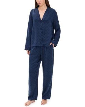 Lunya Washable Silk Long Sleeve Shirt And Pants Set - Blue