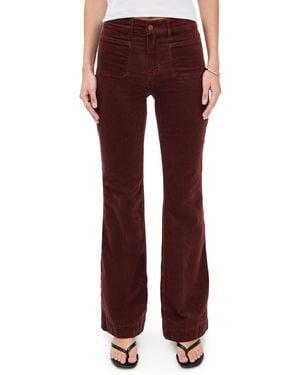 GOOD AMERICAN Good Legs Flare Corduroy Pants - Red