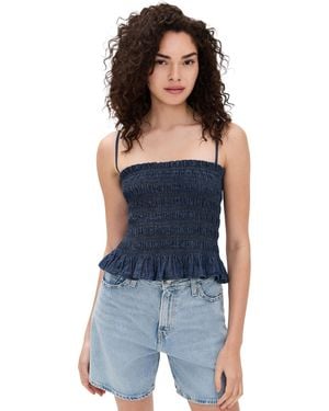 Madewell Denim Smocked Cami - Blue