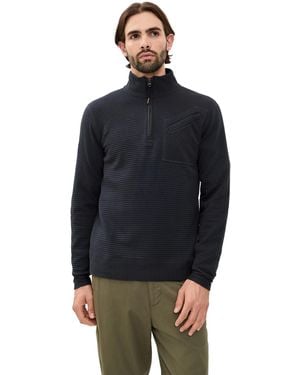 Billy Reid Quilted Half Zip Sweatshirt - Blue