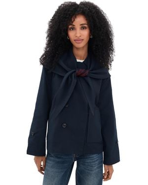 Avec Les Filles Scarf Reversible Barn Jacket - Blue