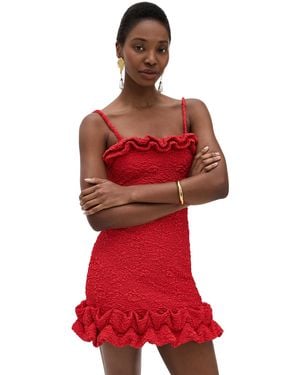 PATBO Papillon Jacquard Flutter Mini Dress - Red
