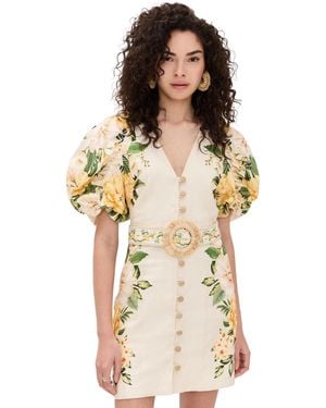 FARM Rio Lace Nature Short Sleeve Mini Dress in Natural | Lyst