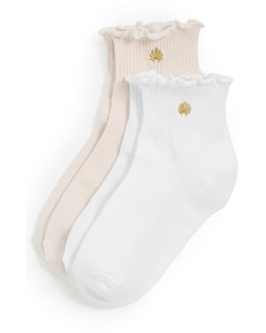 Lele Sadoughi Set Of 2 Ruffle Hem Socks - White