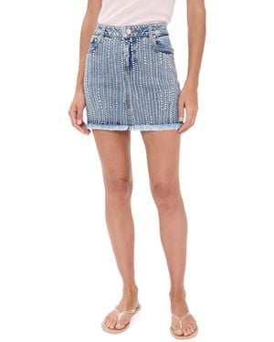 Alice + Olivia Kiera Embellished Denim Mini Skirt - Blue