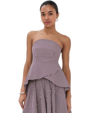 BITE STUDIOS Volans Striped Organic Cotton Petal Top - Purple