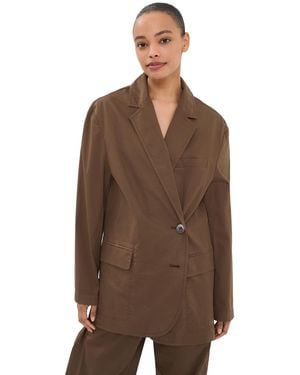 Tibi Garment Dyed Cotton Liam Blazer - Brown
