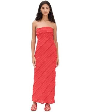 Endless Rose Strapless Ruffled Maxi Dress - Red