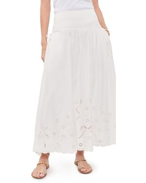 Astr Stevie Embroidered Midi Skirt - White