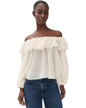 Alice + Olivia Alta Off Shoulder Ruffle Blouse - Natural