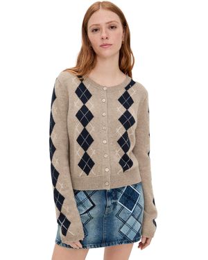 Reformation Clara Cashmere Crew Cardigan - Blue