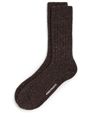 Norse Projects Bjarki Neps Wool Rib Socks - Brown