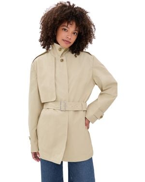 Vince Cotton Blend Short Trench Jacket - Natural