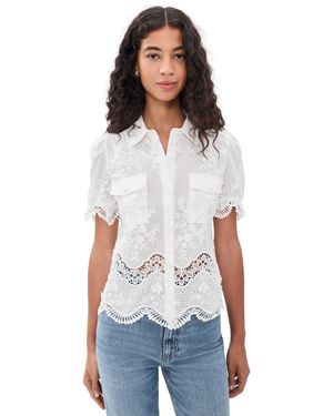 Generation Love Mina 3D Voile Button Down Shirt - White