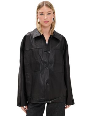 Simonett Oversized Leather Jacket - Black