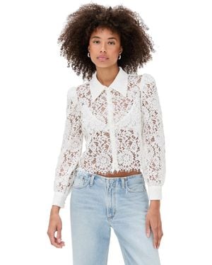 L'Agence Anita Lace Button Up Blouse - White