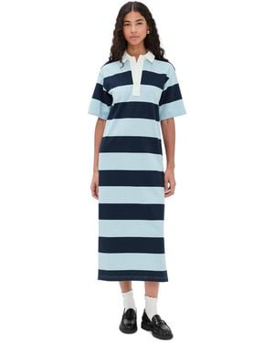 Le Bos Nell Oversized Polo Maxi Dress - Blue