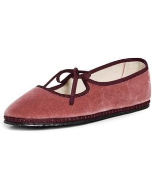 Vibi Venezia Mary Jane Velvet Brigitte Flats - Red