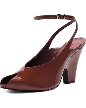 SCHUTZ SHOES Liv Peep Toe Heels - Brown