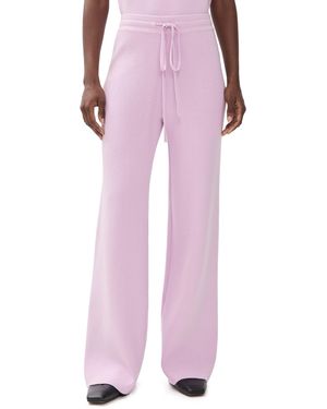 English Factory Ribbed Knit Drawstring Wide Leg Pants - Pink