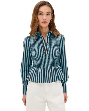 Damson Madder Hazel Shirred Shirt - Blue