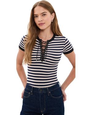 Fleur du Mal Ringer Lace Up Bodysuit - Black