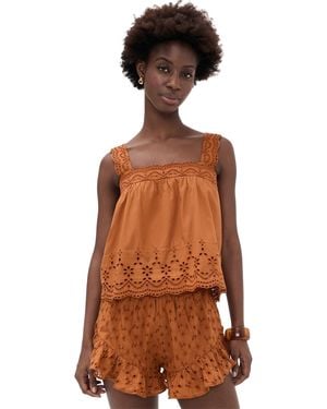 Playa Lucila Eyelet Tank - Brown