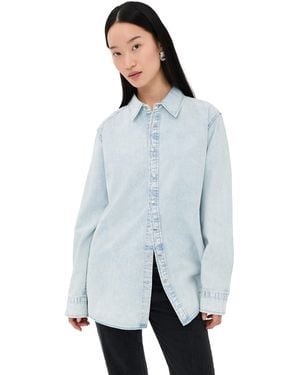 Tibi Denim Shirting Charlie Slim Shirt - White