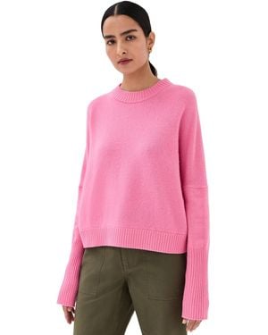 Closed Crew Neck Cropped Sweater - Pink