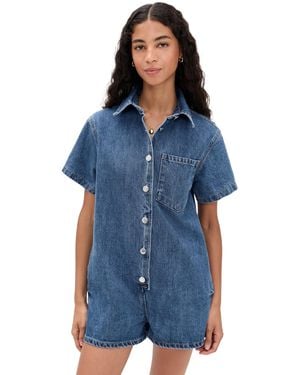 Parker Short Sleeve Romper - Blue