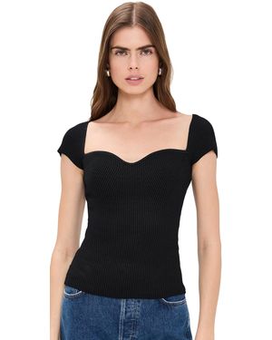 DL1961 Instasculpt Fine Knit Heart Top - Black