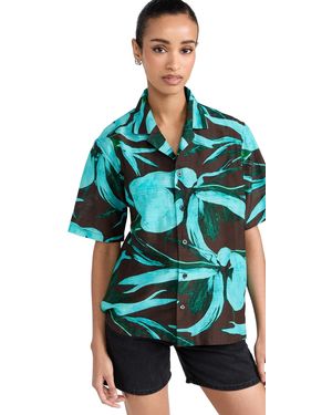 Louisa Ballou Ouia Baou Weekend Hirt Turquoie Fower X - Blue