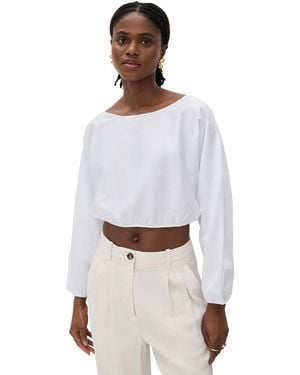 Leset Yoko Long Sleeve Blouson Top - White