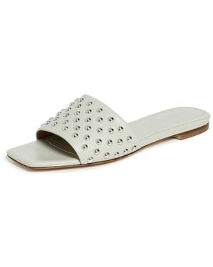 Aeyde Anna Studded Nappa Leather Sandals - White