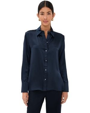 Twp Joey Button Down Silk Top - Blue