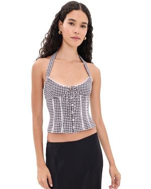 GUIZIO Marini Gingham Corset - Black