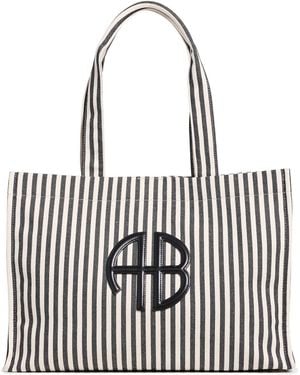 Anine Bing Lara Stripe Tote Bag - White