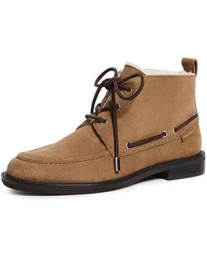 Tory Burch Duck Shearling Suede Ankle Boots - White