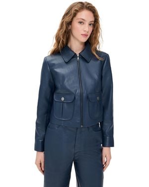 Le Bos Harper Faux Leather Jacket - Blue