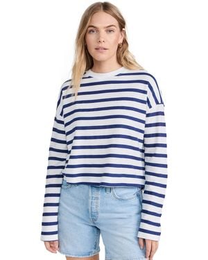 ASKK NY Printed Cropped Long Sleeve Top - Blue