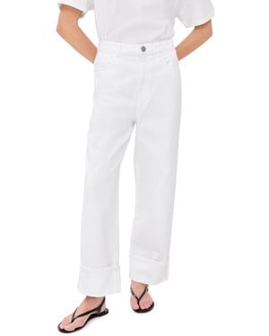 Rohe Baggy Fit Turn-Up Denim Jeans - White