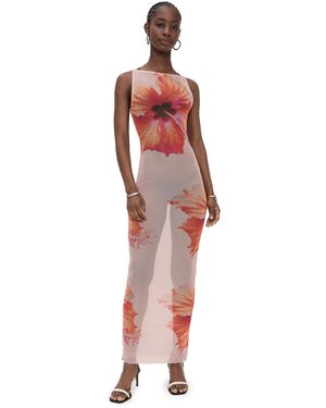 GOOD AMERICAN Gauze Mesh Maxi Dress - Multicolor