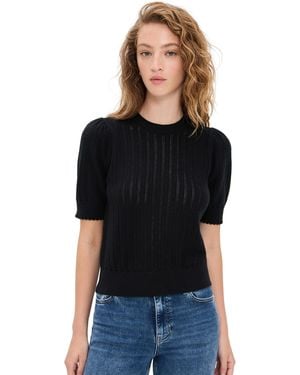 FRAME The Ladder Cashmere Pointelle Sweater - Black