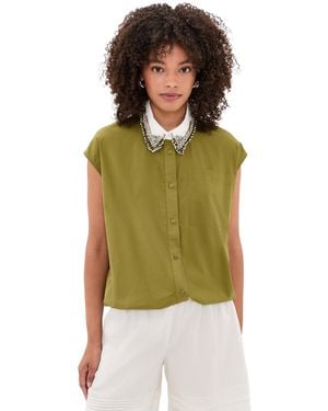Essentiel Antwerp Janky Beaded Collar Shirt - Green