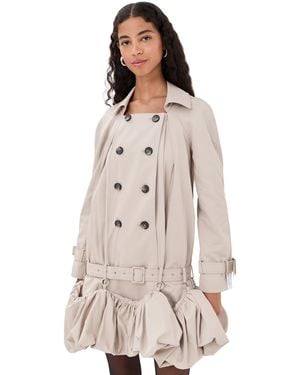 ROKH Puff Hem Trench Dress - Natural