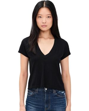PERFECTWHITETEE Recycled Cotton V Neck Tee - Black