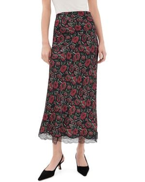 Veronica Beard Clover Silk Skirt With Lace - Black