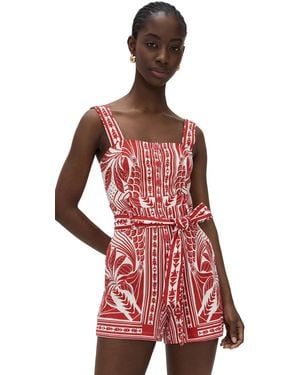 FARM Rio Monochrome Elegance Scarf Romper - Red