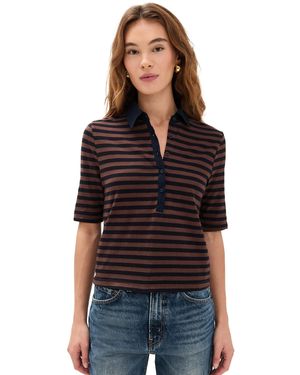 Stateside Preppy Stripe Polo Top - Black