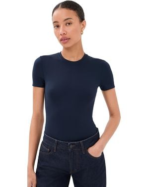 Wardrobe NYC Closet. Nyc Opaque Tee Thong Bodysuit - Blue
